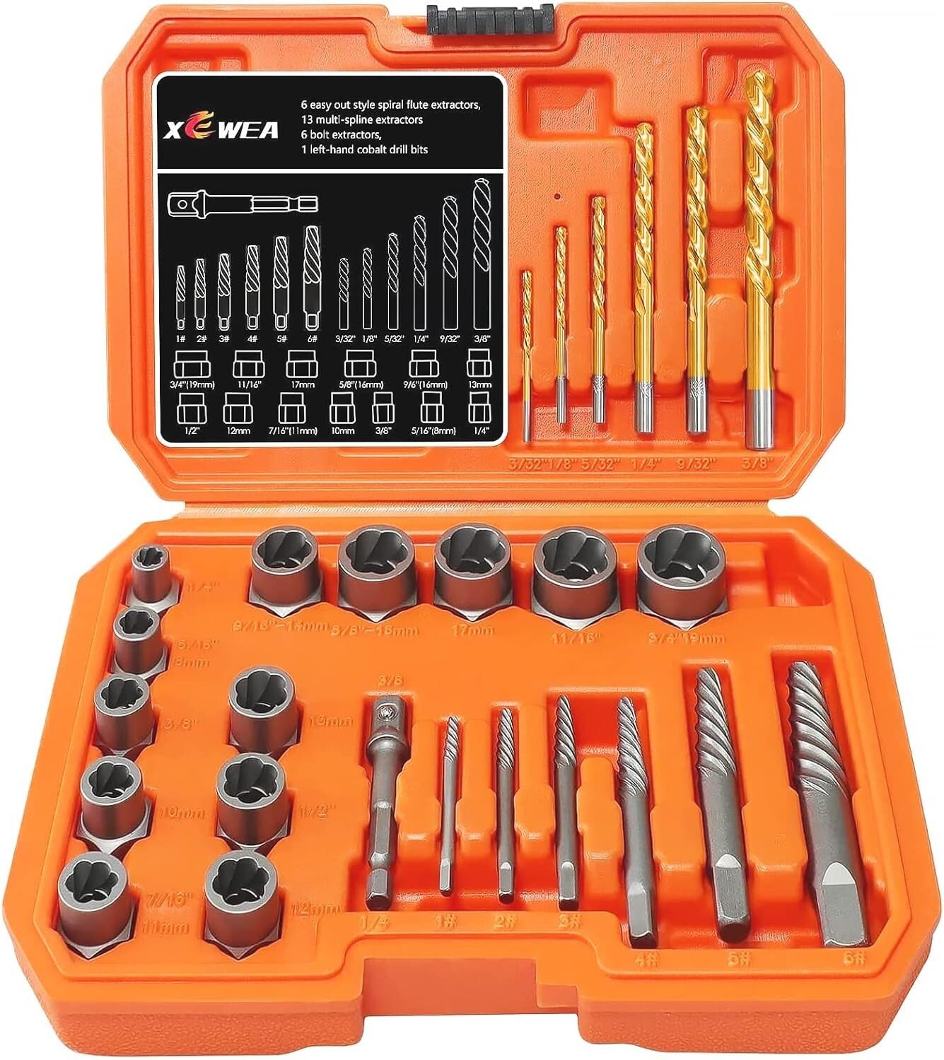 Comprehensive 26PC Screw & Bolt Kit with Easy-Out Extractor and Cobalt Drill Bit