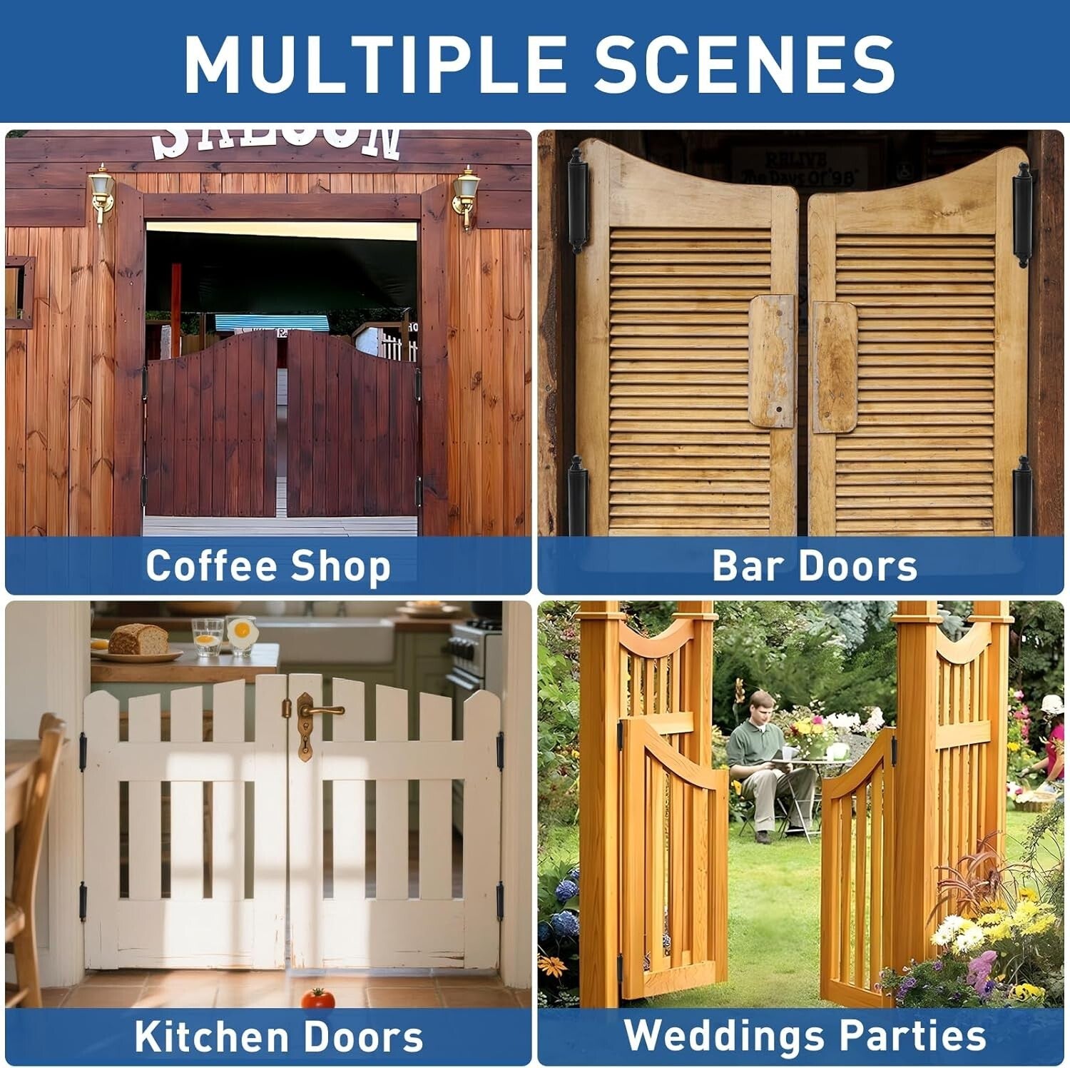 Commercial Grade Black Steel Hinges - Durable Self-Closing Door Hardware