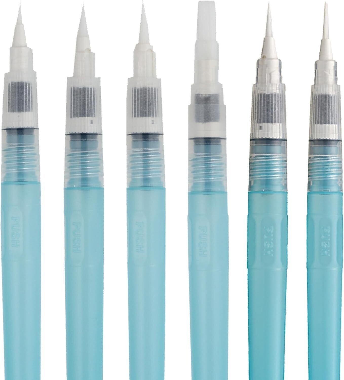 Eco-Friendly Zig Water Brush Pen Set - 6 Flexible Nylon Tips for Watercolor