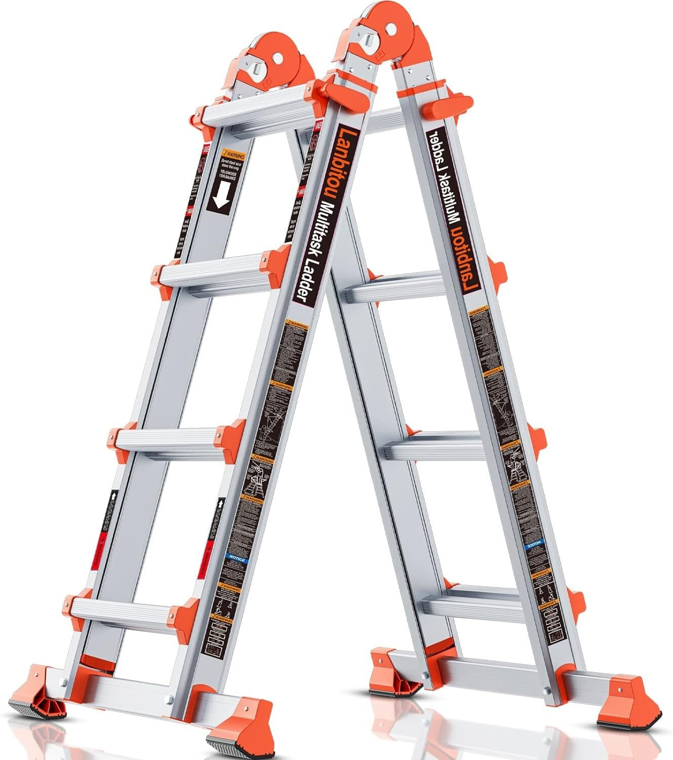 Secure 4-Step Multi-Position Ladder with Anti-Slip Bars - Home & Outdoor Use