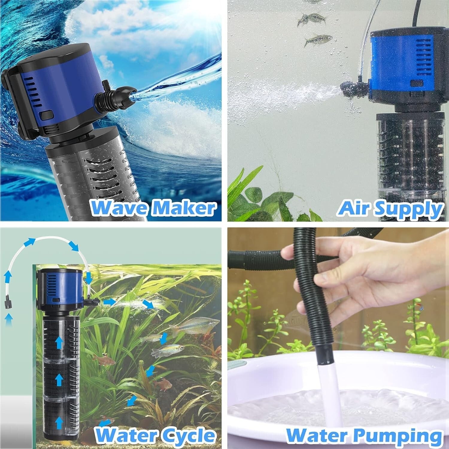 Aquarium Pump with Transparent Filter Design - Crystal Clear Water & Happy Fish