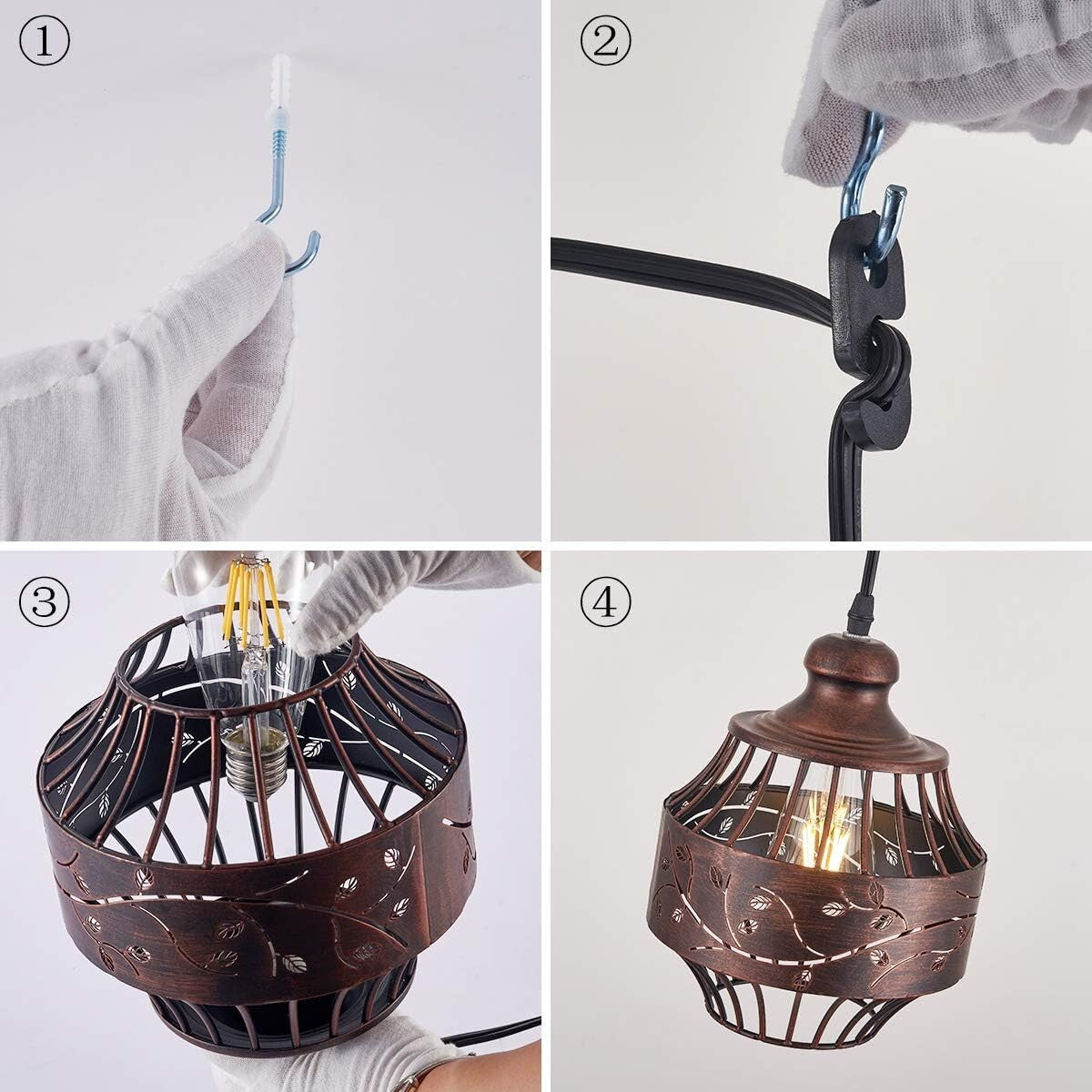 Dimmable Metal Hanging Pendant Light - 16Ft Cord for Living Room & Study Spaces