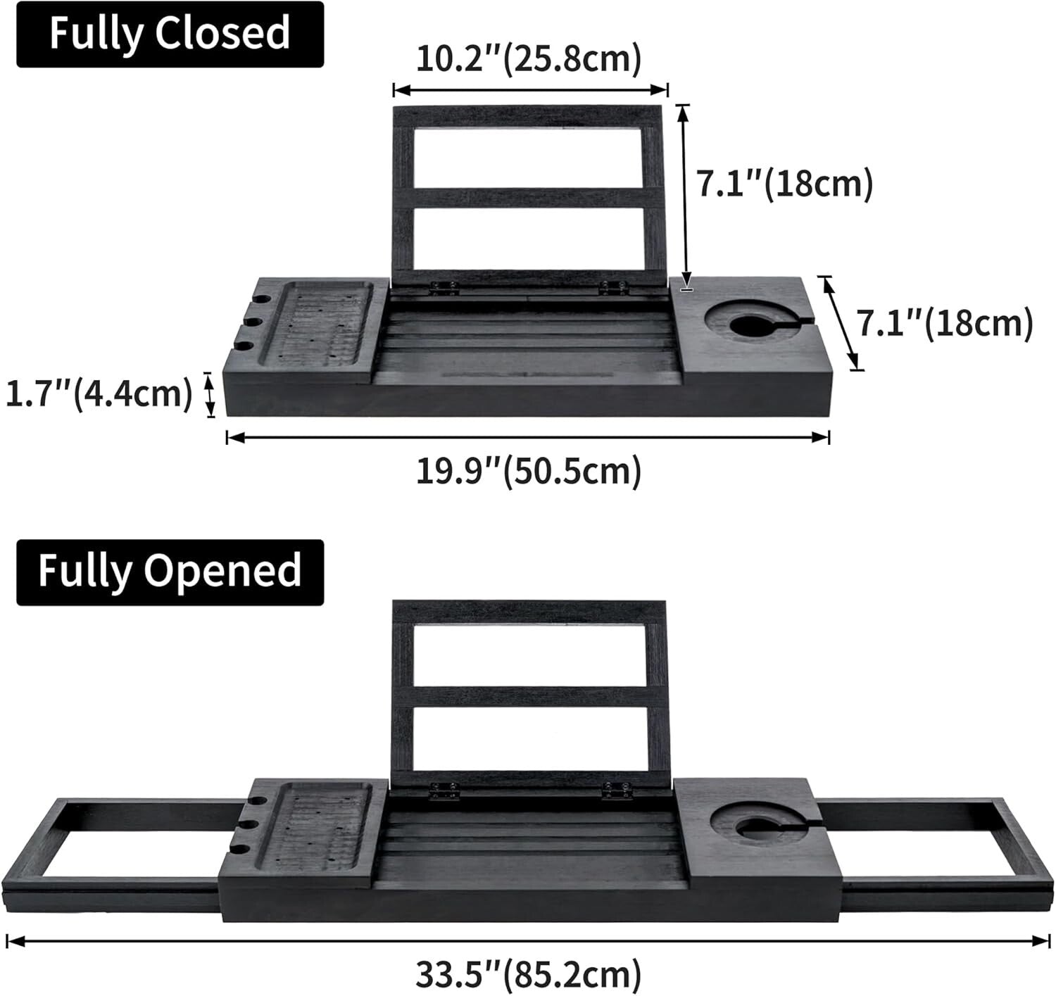 Luxury Bamboo Bath Caddy - Adjustable Tray for Wine Glass, Tablets & Relaxation