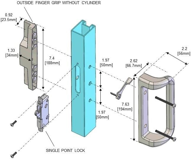 Elegant Beige Patio Door Handle Set with Mortise Lock - Easy Install & Durable