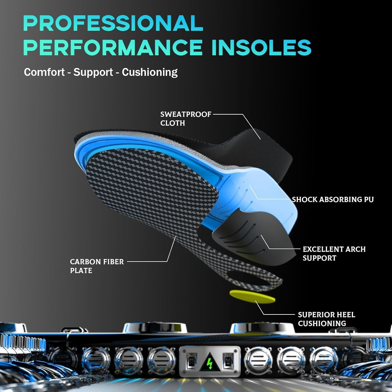 Carbon Fiber Sport Insoles with Arch Support for Enhanced Athletic Performance