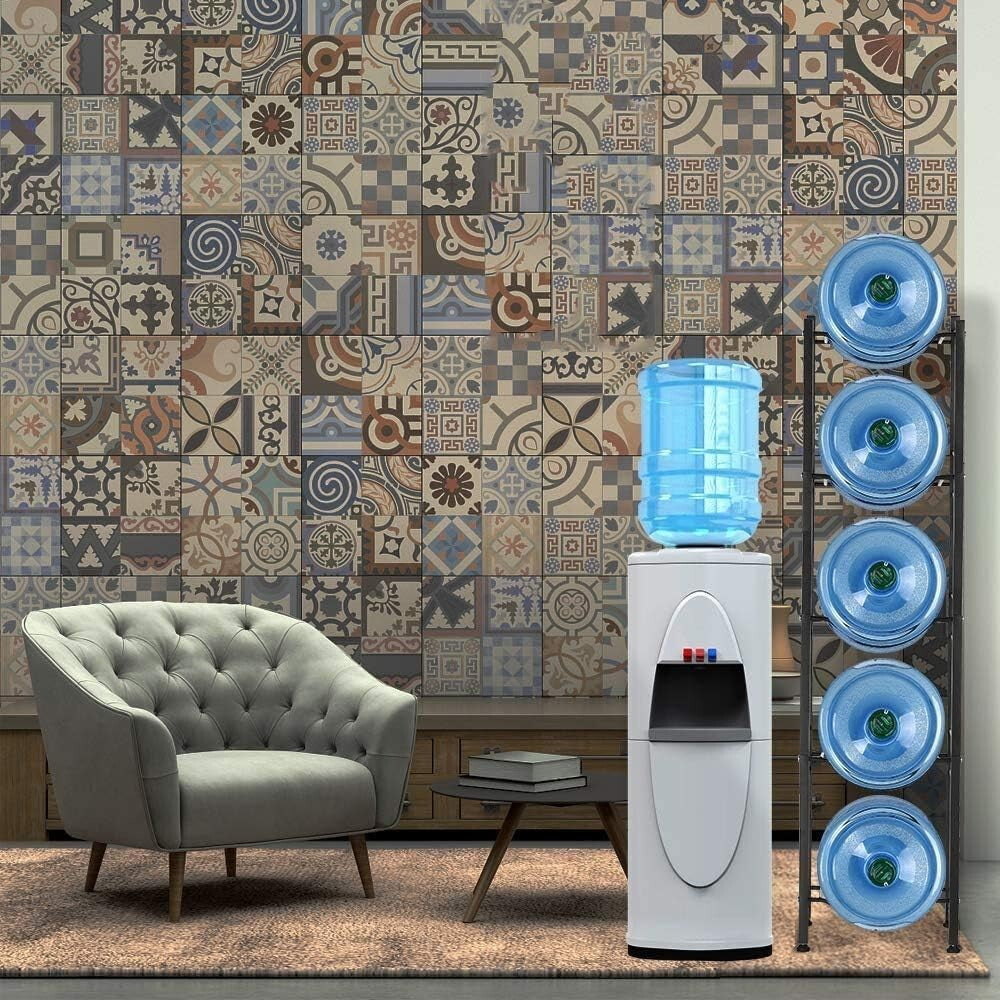 5-Tier Heavy Duty Stainless Steel Water Cooler Jug Rack for Organized Storage