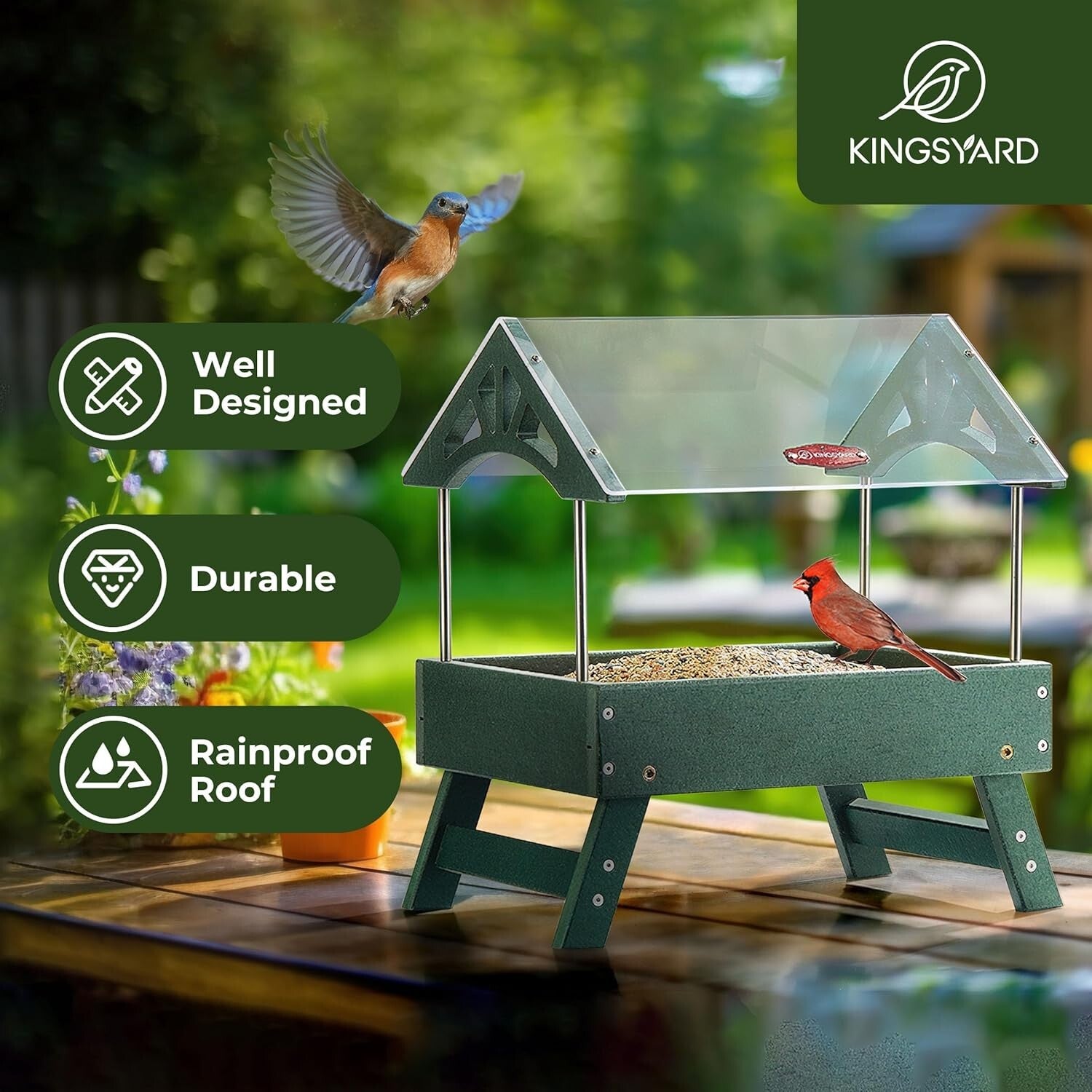 Eco-Friendly Ground Bird Feeder - 5 lbs Capacity for Wild Birds & Squirrels
