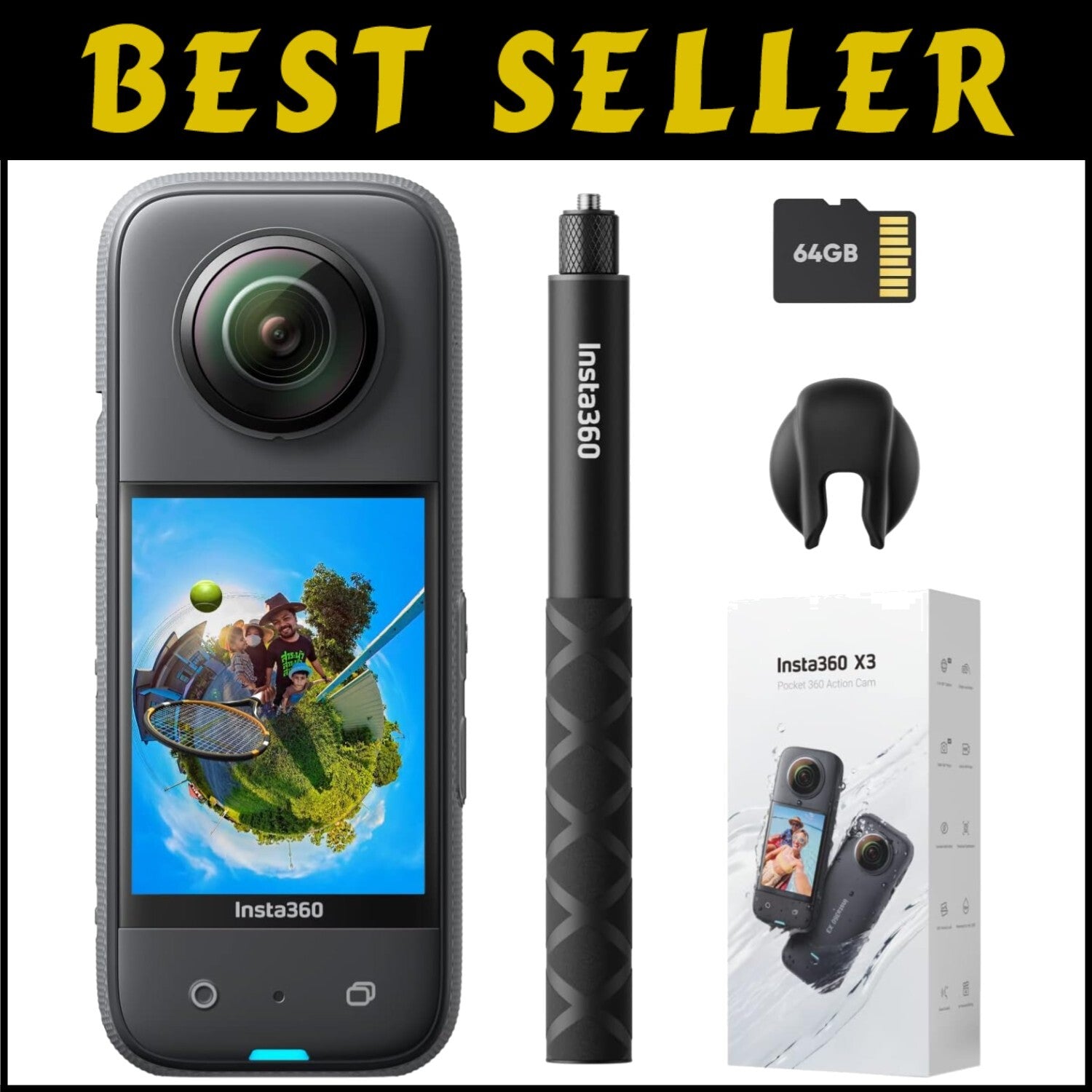 Stunning 360 Action Camera with 5.7K HDR Video, Invisible Selfie Stick & 4K Mode