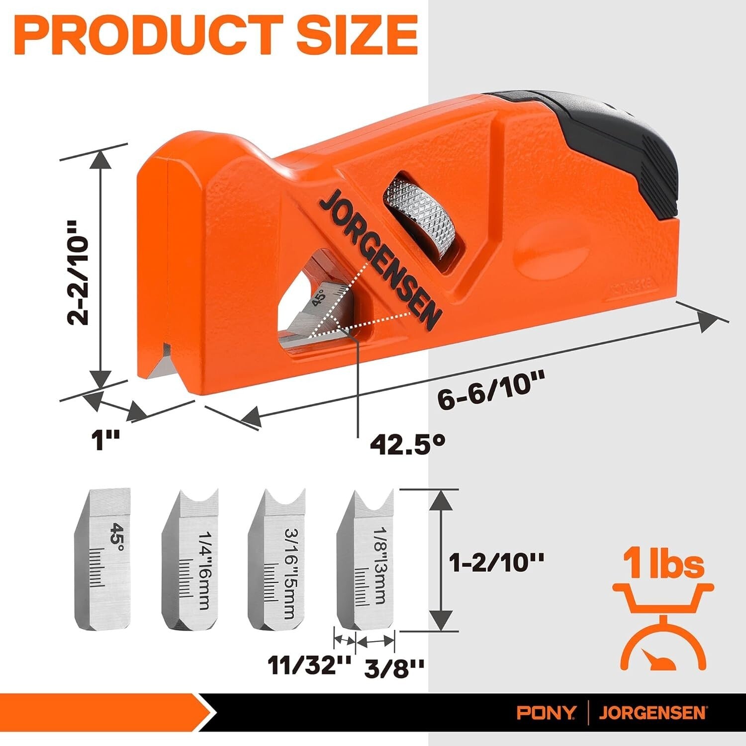 Smooth Edge Chamfer Plane with 4 Interchangeable Blades for Woodworking