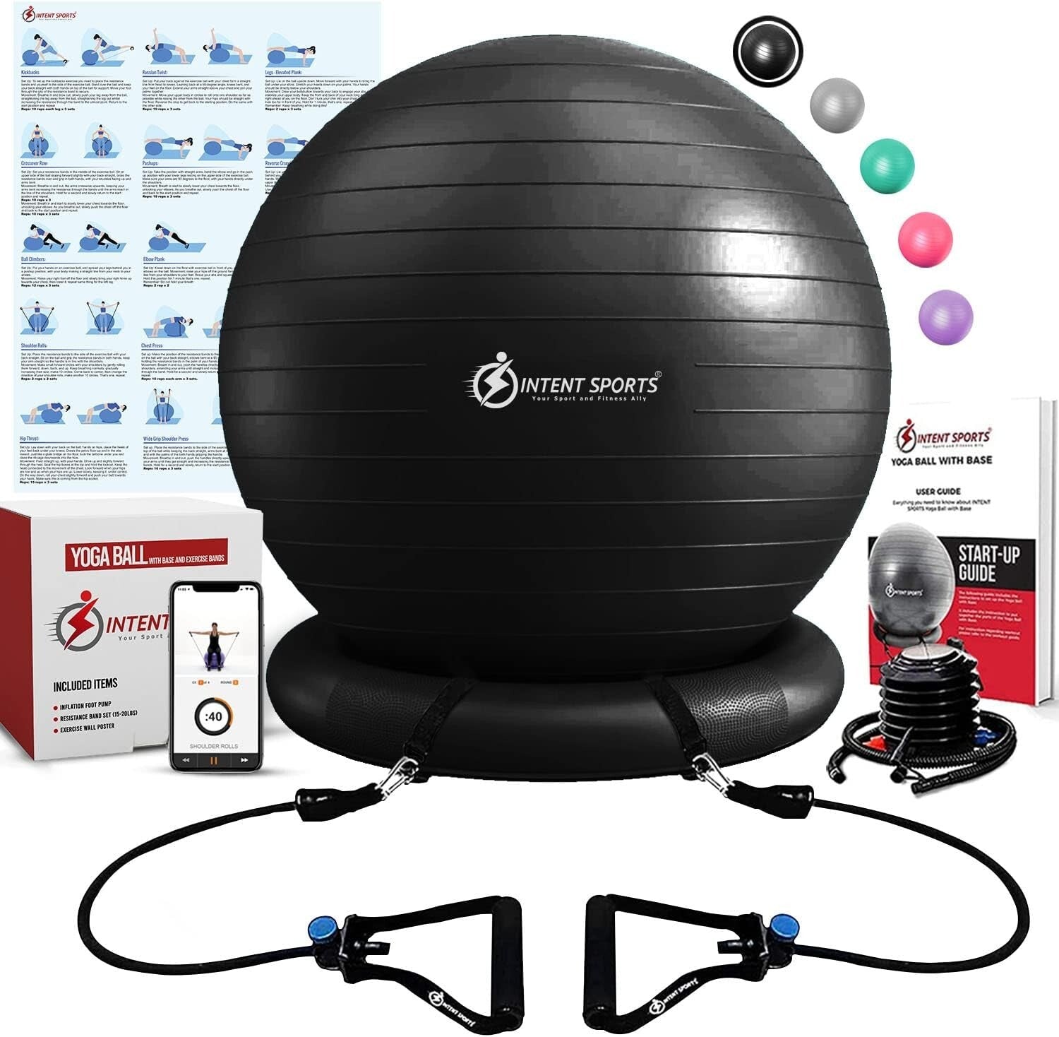 Versatile Fitness Ball Chair – 65 cm Stability Ball for Home Gym & Office Use