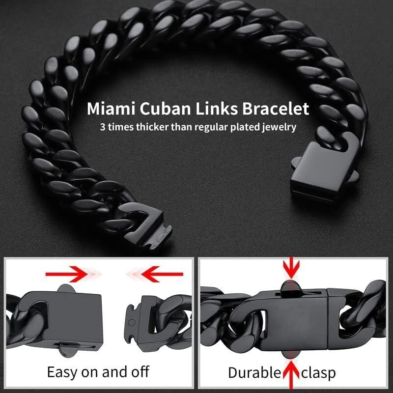 Chunky Stainless Steel Cuban Link Bracelet, 5mm-14mm Widths, Gift Box Included
