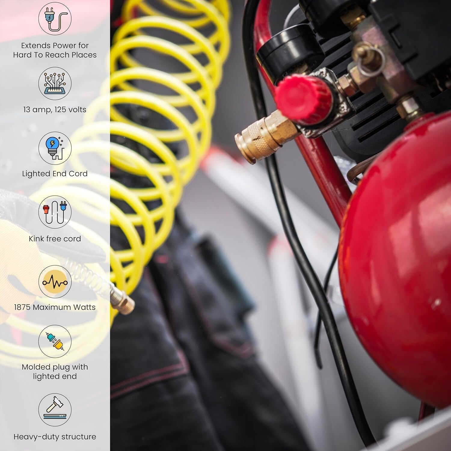 Moisture Resistant 100ft Extension Cord with Lighted End – Perfect for Outdoors