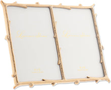 Load image into Gallery viewer, Versatile 4x6 Double Picture Frame with Gold Lacquered Finish and Branch Motif