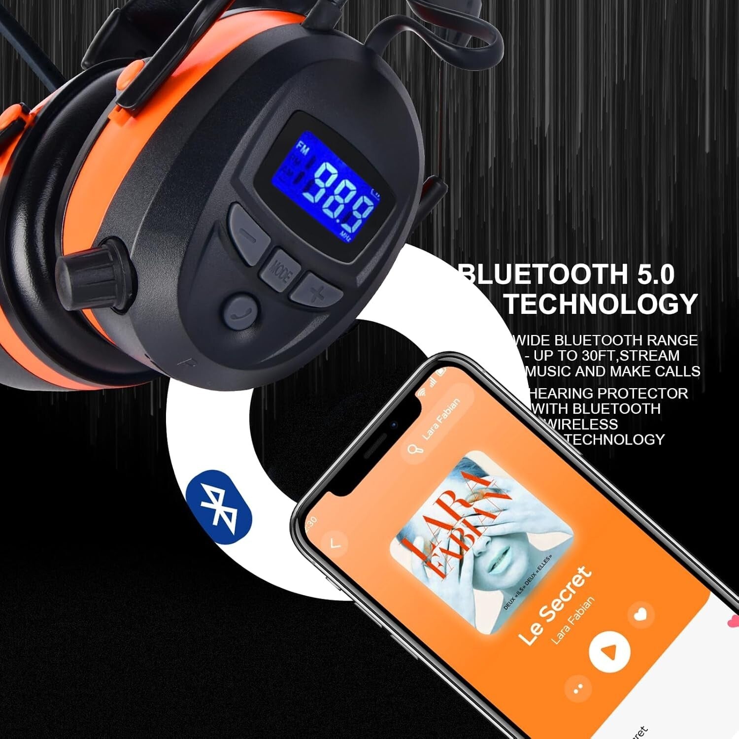 Bluetooth 5.0 Hearing Protection with FM Radio & NRR 29dB - Perfect for Mowing
