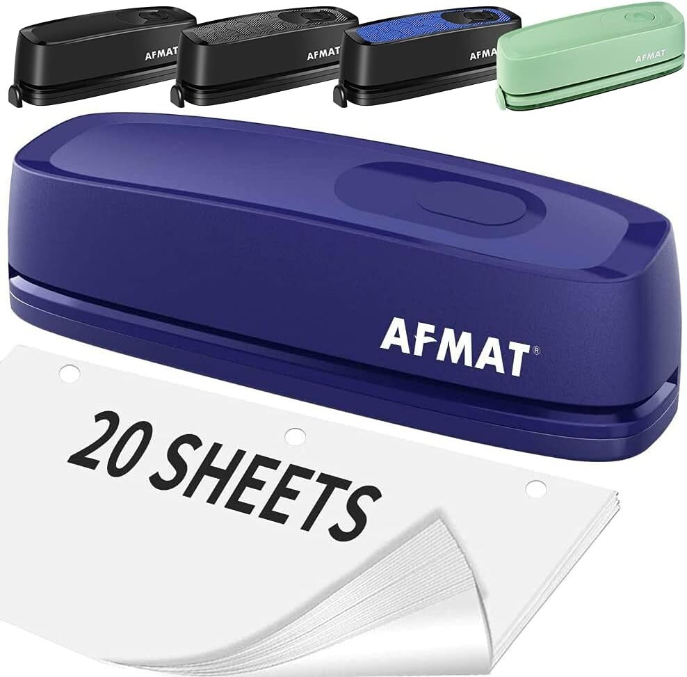 Fast Electric 3 Hole Punch - 20-Sheet Capacity, Effortless Paper Management