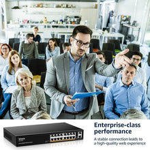 Load image into Gallery viewer, High-Speed 16-Port Ethernet Switch with 1000Mbps Uplinks &amp; Lightning Protection