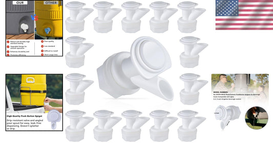 Durable Push-Button Spigot Replacement for Igloo Water Coolers, 30 Pieces