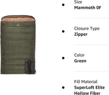 Load image into Gallery viewer, King-Sized TETON Double Sleeping Bag with Compression Sack - Snuggle Together