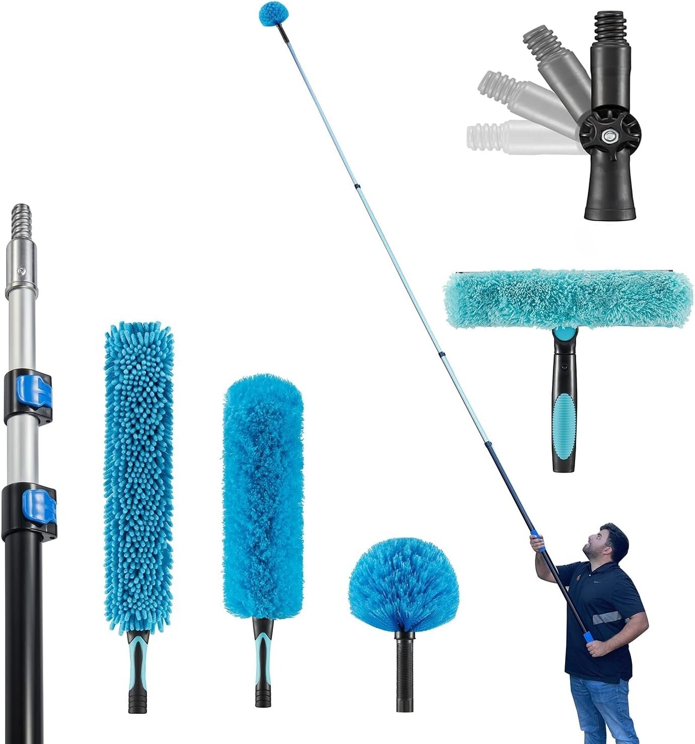 Bendable 20ft High Ceiling Duster with 5-12ft Extension Pole & Cleaning Kit