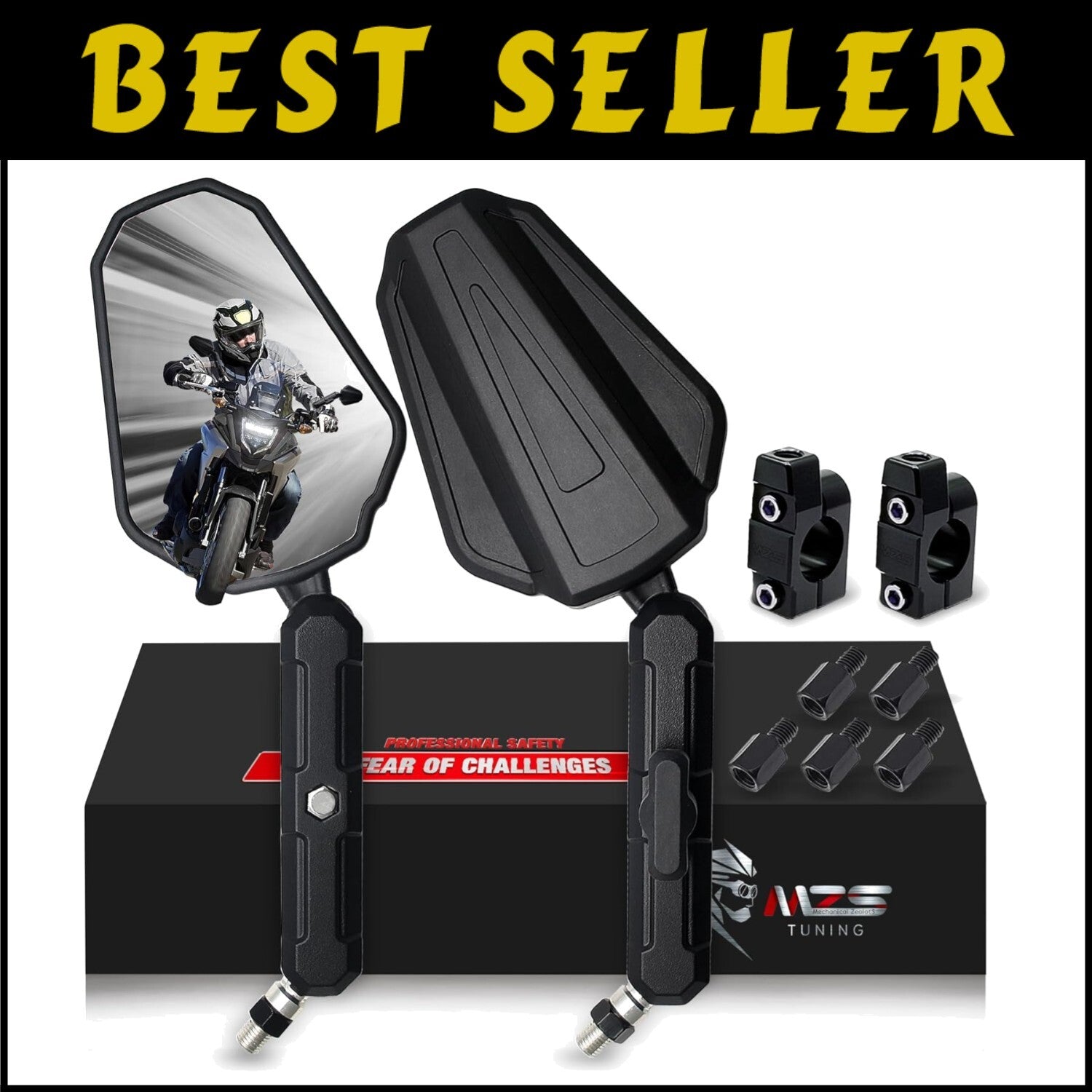 High-Definition Adjustable 10mm/8mm Motorcycle Mirrors for Enhanced Visibility