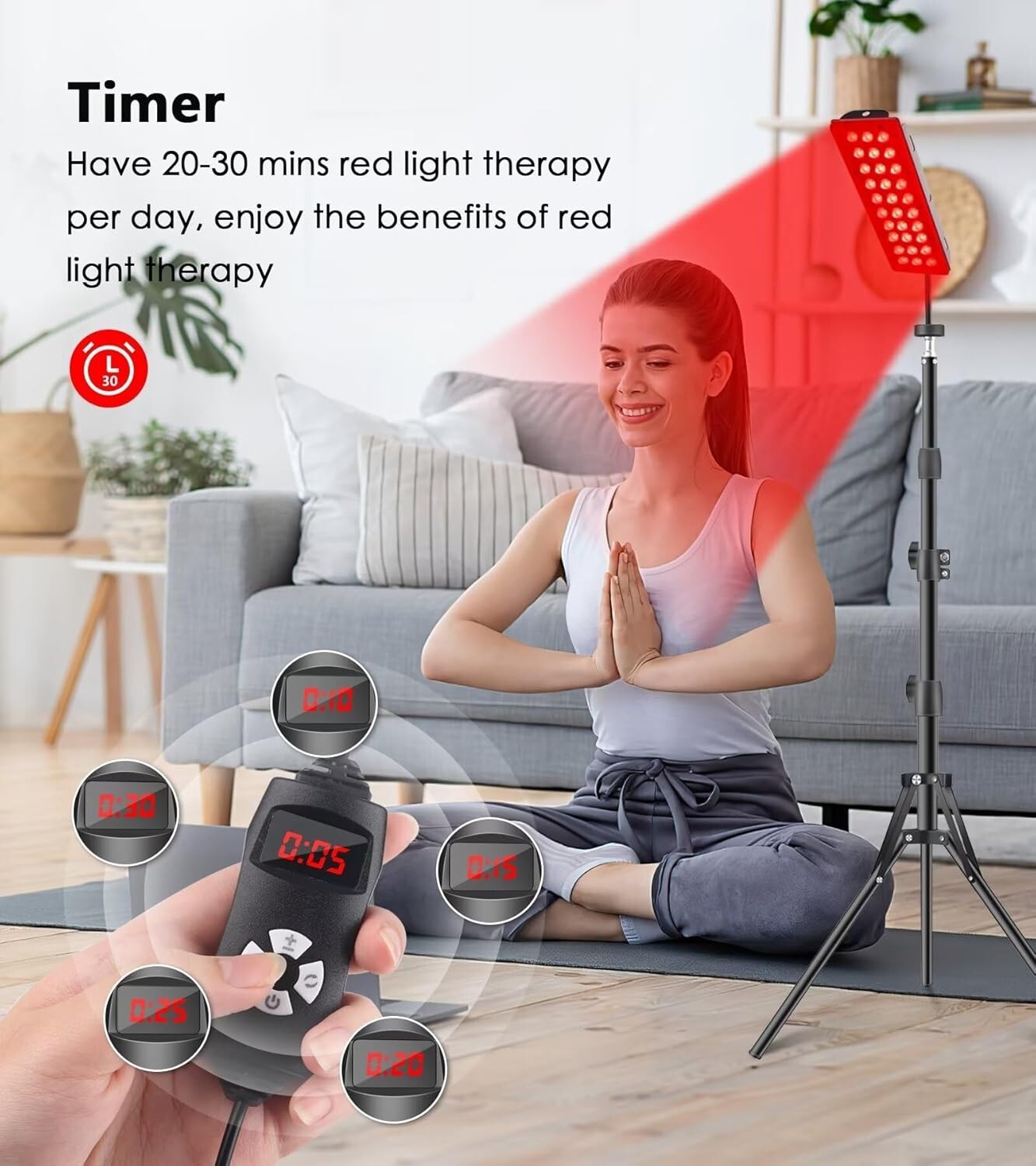 Portable Red Light Therapy Device with Floor Stand - Skin Care and Pain Relief