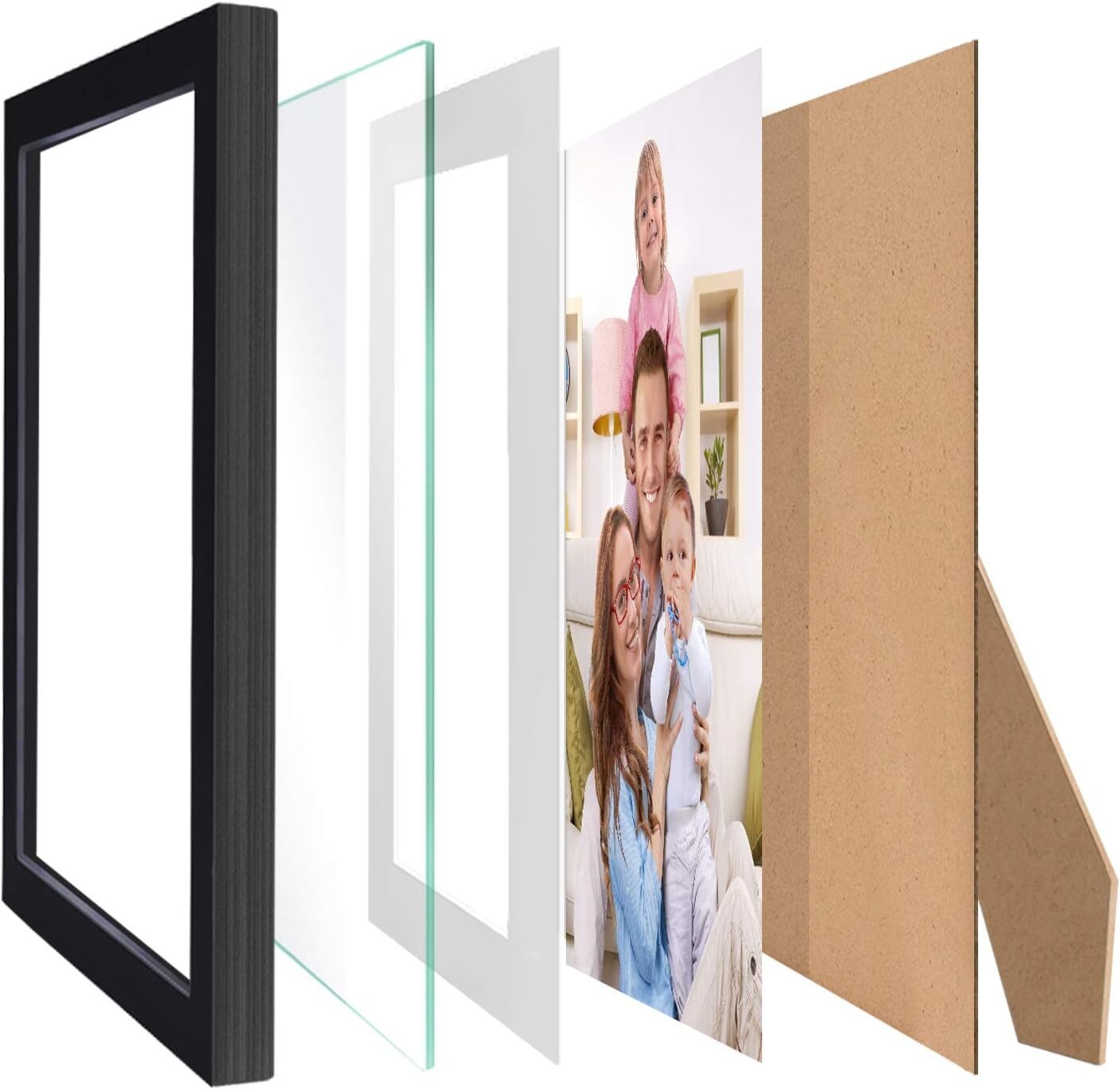 Durable Black 8x10 Picture Frames | Set of 8 with Mat for Wall/Table Display