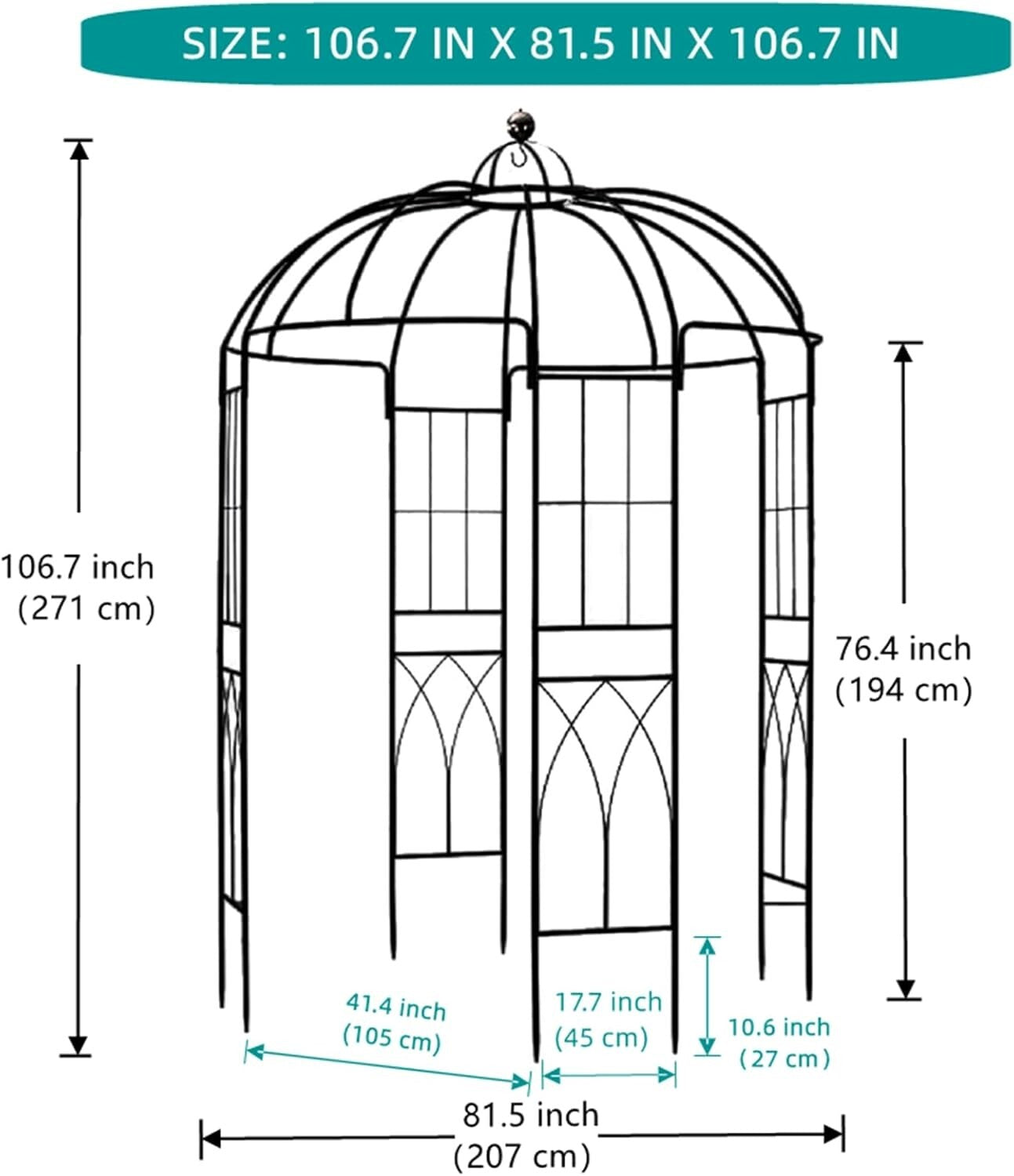 Elegant 9' High Metal Garden Arbor - Perfect for Climbing Plants and Events
