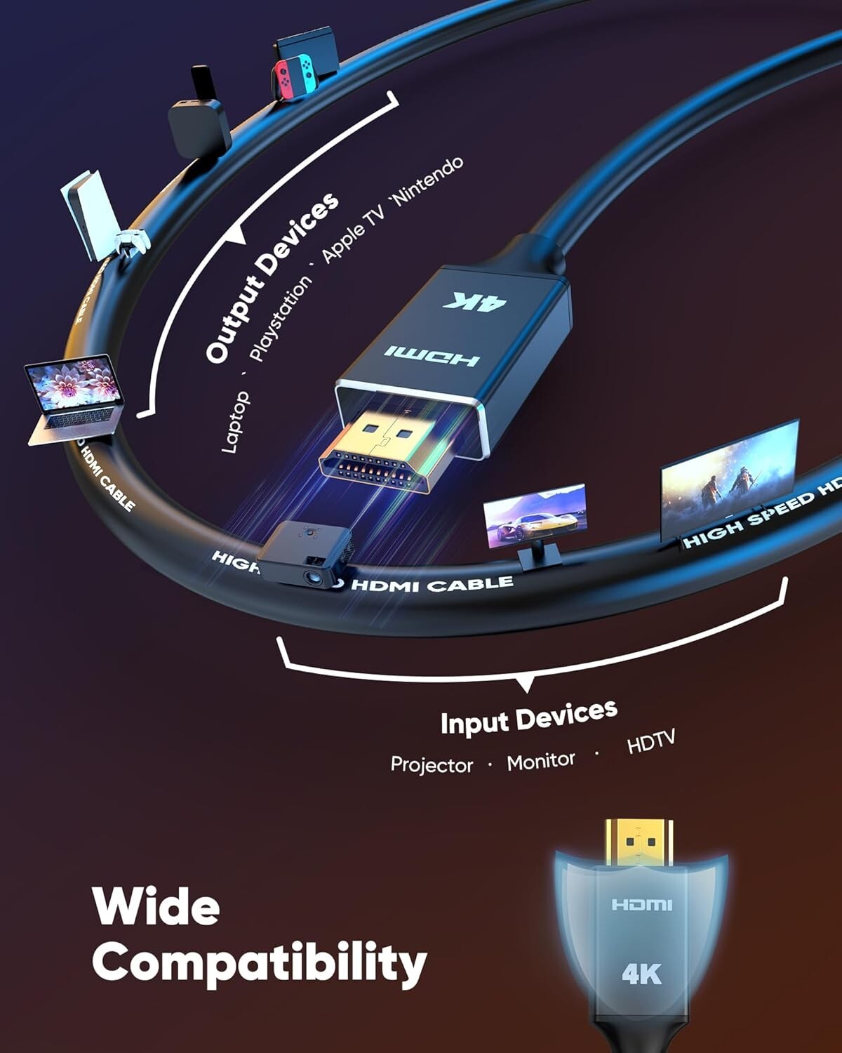 Versatile 150ft HDMI Fiber Optic Cable - Supports 4K@60Hz for Strong Connections