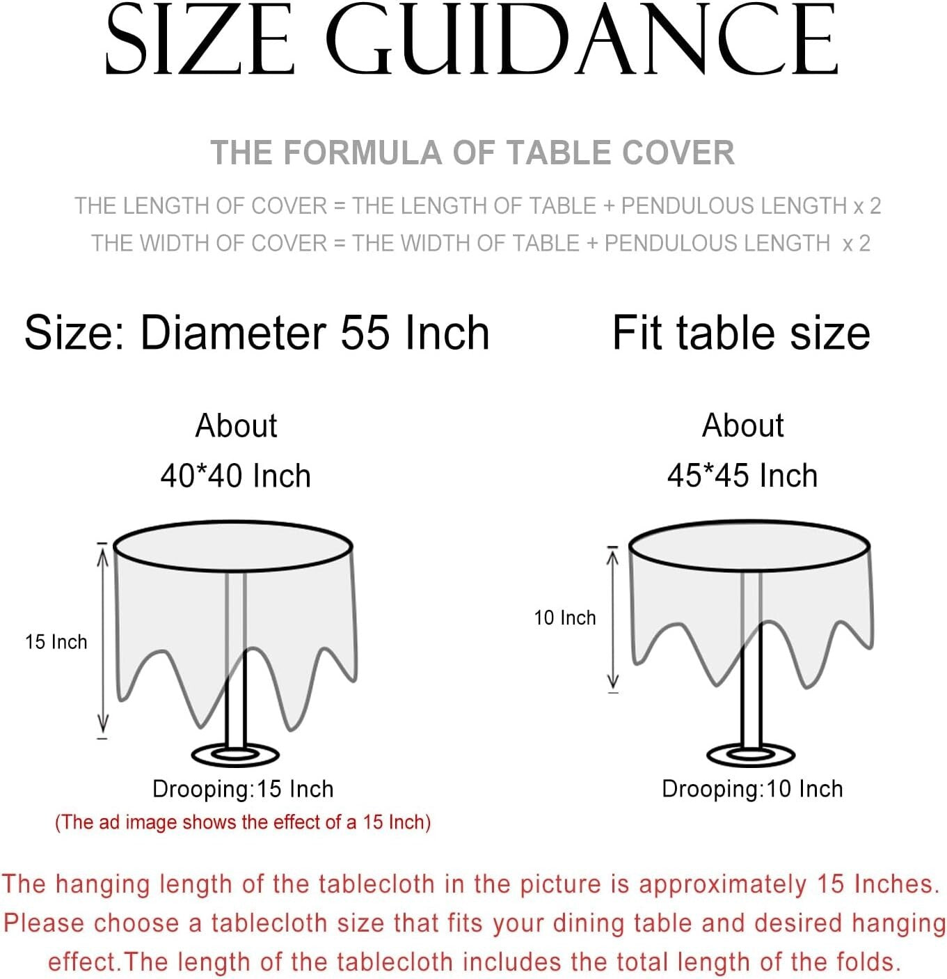 Designer Round Tablecloth with Leaves and Flowers Pattern - 55" All-Season Use