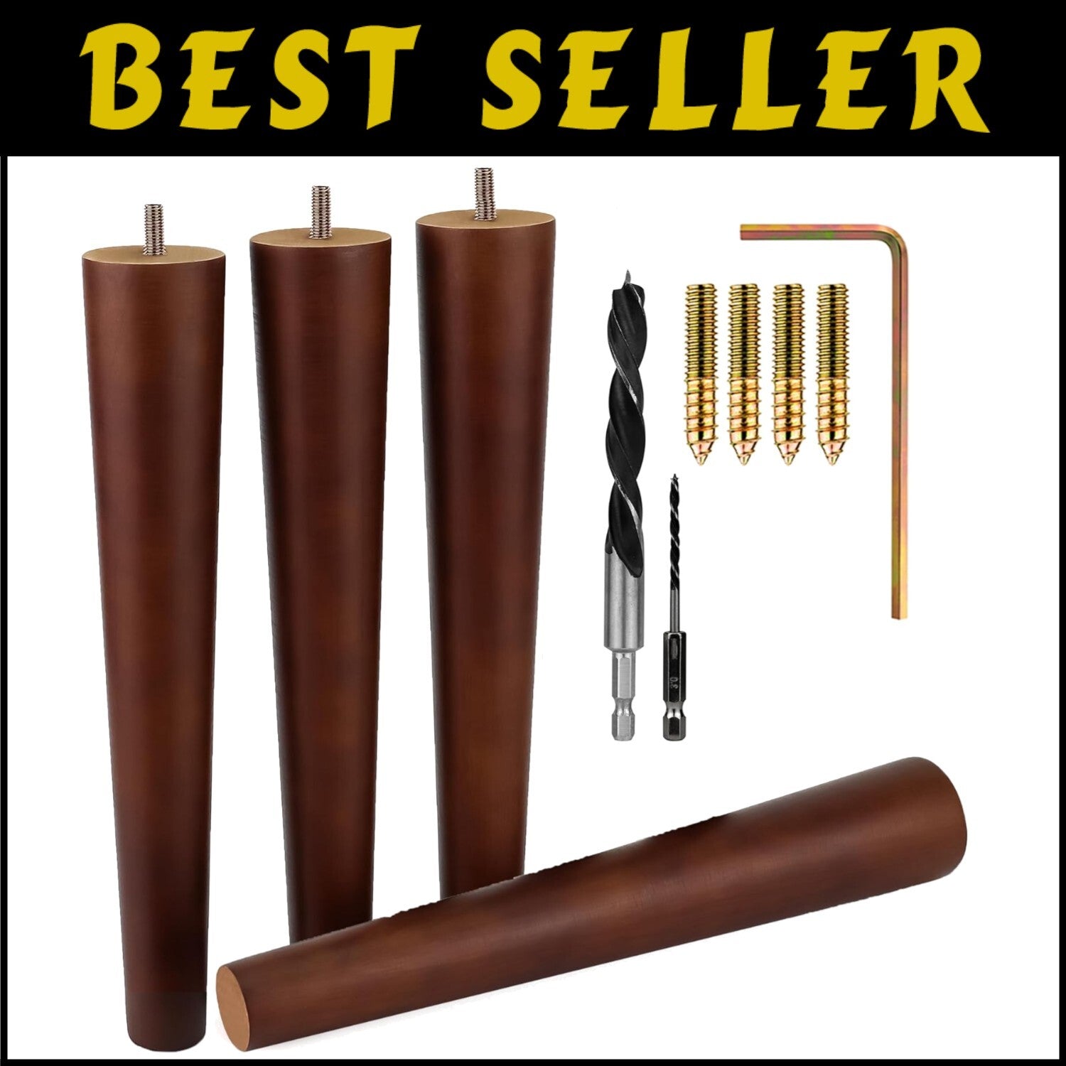 Versatile Walnut Furniture Legs for Any Style - DIY Installation Kit Included