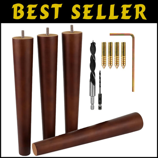 Versatile Walnut Furniture Legs for Any Style - DIY Installation Kit Included
