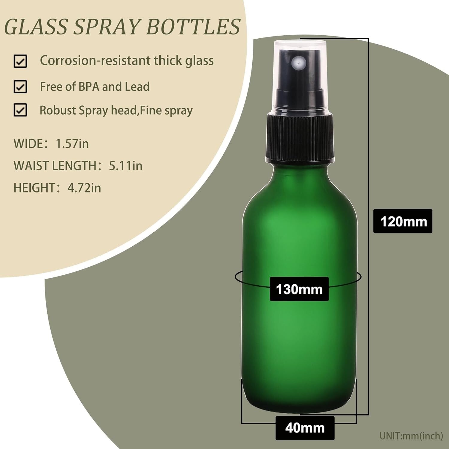 48-Pack Refillable 2 oz Glass Spray Bottles – Corrosion Resistant & Stylish
