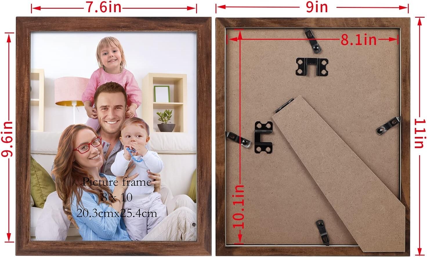 Elegant 12-Pack of 8x10 Rustic Picture Frames - Wall or Tabletop Mount