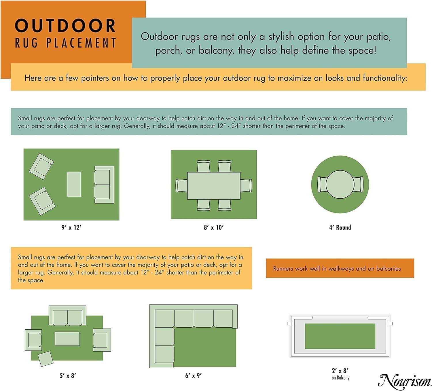 Stylish 9' x 12' Green Rug for Living Rooms, Patios & More - Easy Maintenance