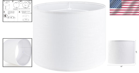 Classic 16" White Linen Drum Lampshade for Table & Floor Lamps - Easy Assembly
