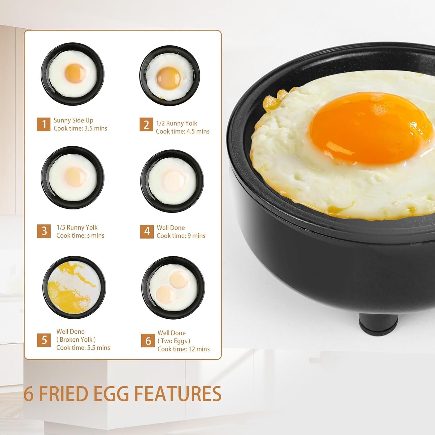 Lightweight Non-Stick Fried Egg Maker - Precision Cooking with Safety Features