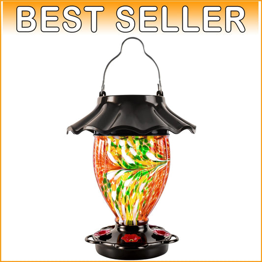 Elegant Hanging Solar Hummingbird Feeder - Durable Glass & Metal Design, 32 oz