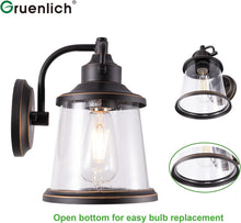Load image into Gallery viewer, Modern Wall-Mounted Lantern with Seeded Glass - Perfect for Outdoor Spaces