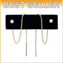 Load image into Gallery viewer, Artisan Crafted .925 Sterling Silver &amp; 14k Gold Earrings with Zirconia Sparkle