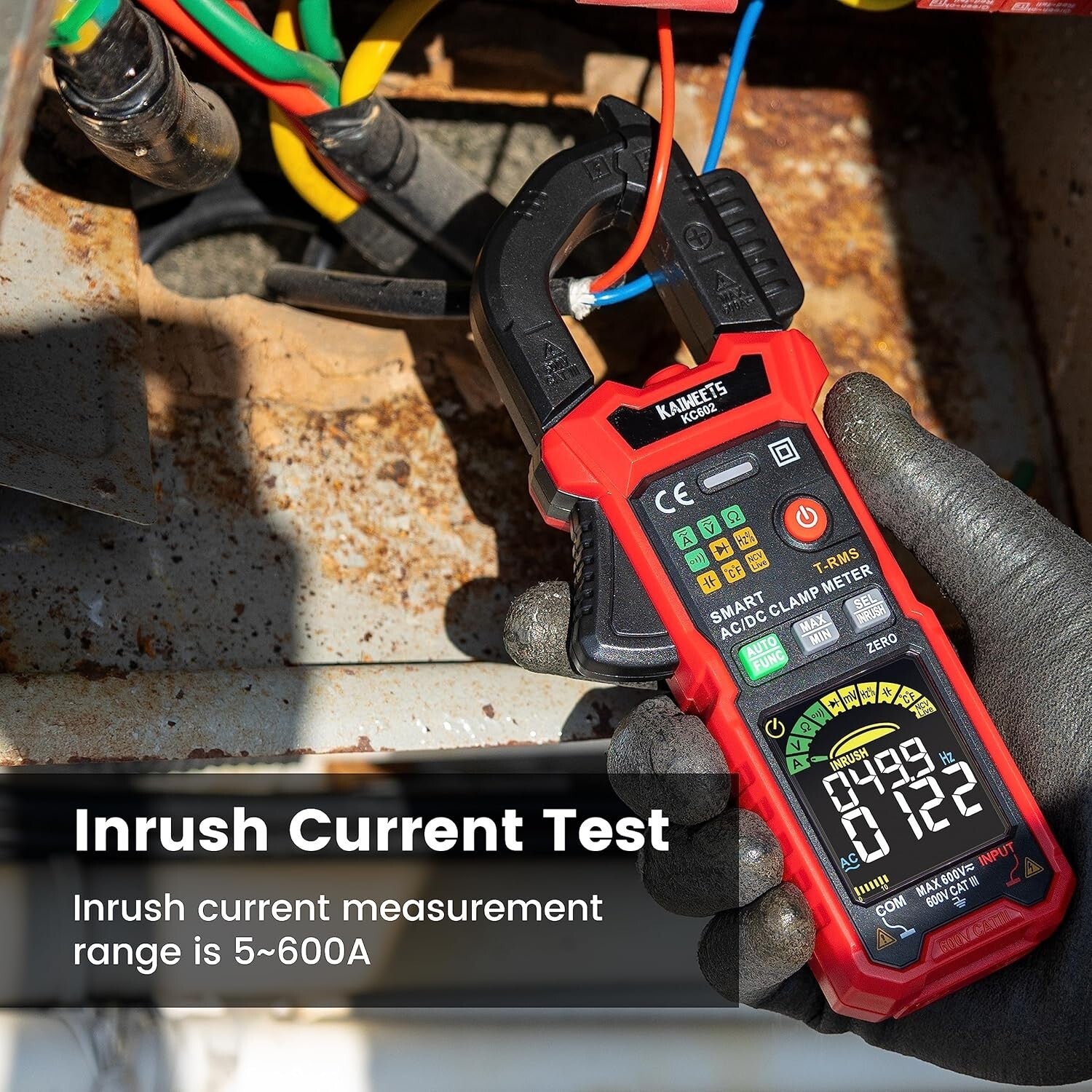 Battery-Powered Clamp Multimeter with Temperature Measurement & Safety Features