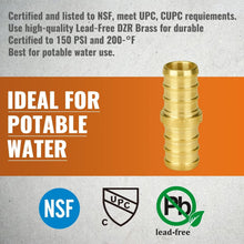 Load image into Gallery viewer, 50-Pack 1/2" Lead-Free Brass PEX Coupling - NSF Certified Plumbing Fittings