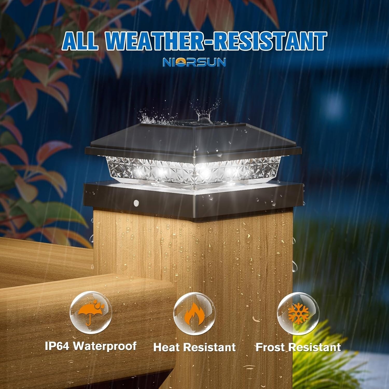 Bright LED Solar Post Lights - 4x4 Waterproof Yard Decor, 10+ Hours Illumination