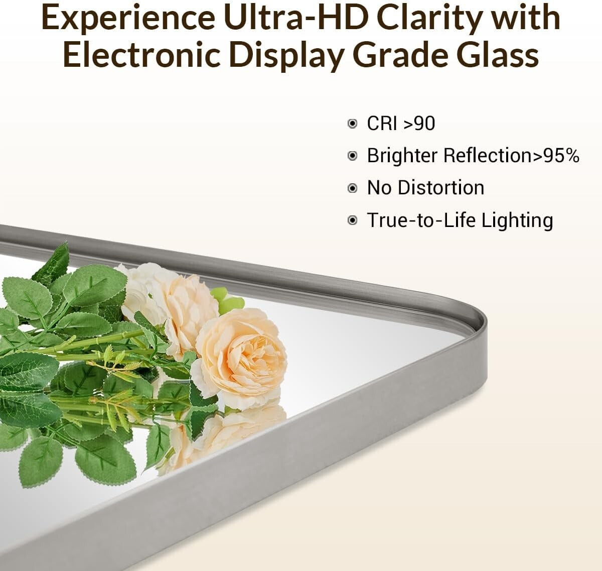 Modern 48"L x 18"W Full Length Mirror with Stainless Steel Frame - Easy Install