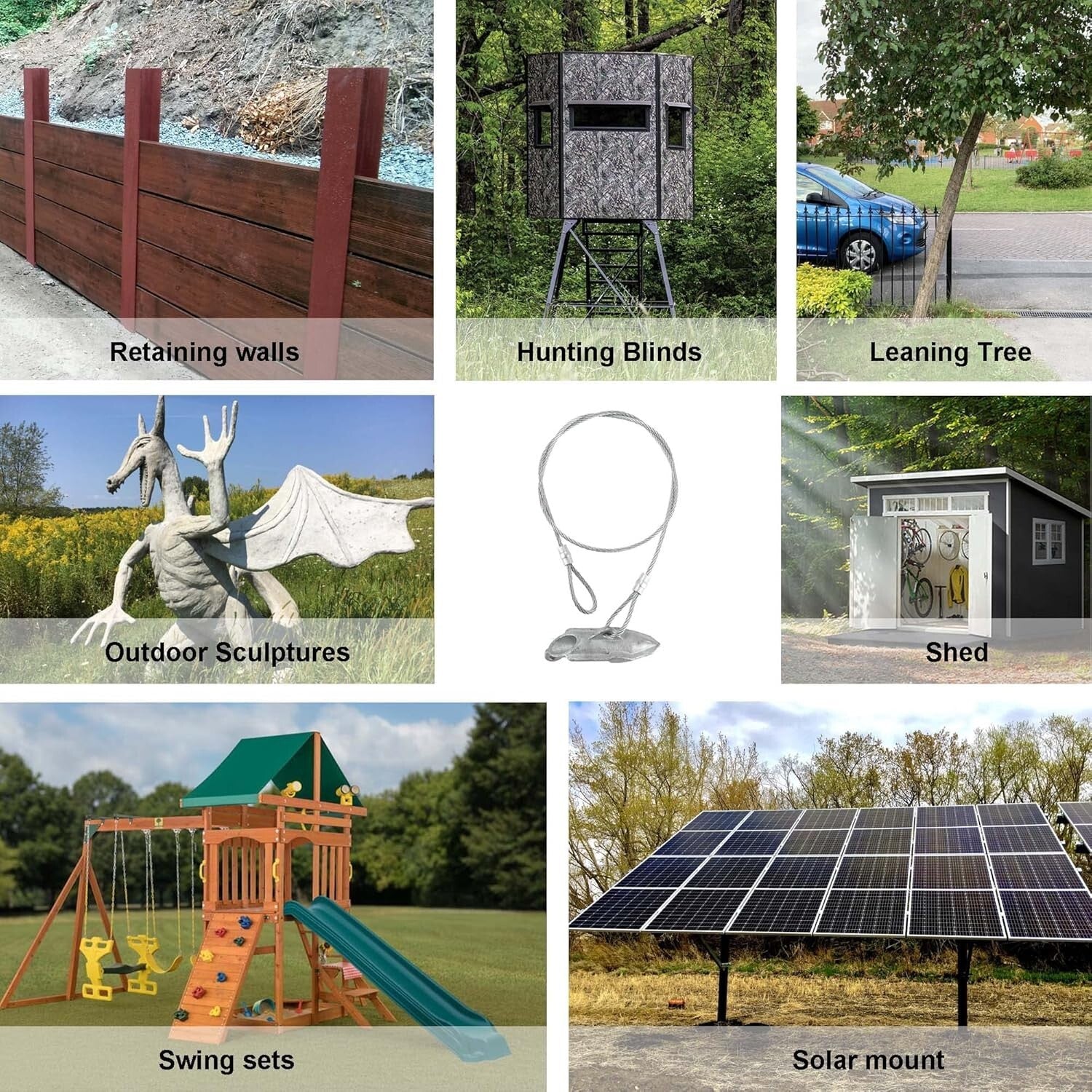 20 Pack Heavy-Duty Ground Earth Anchors with 30" Cable - 1000 lbs Strength