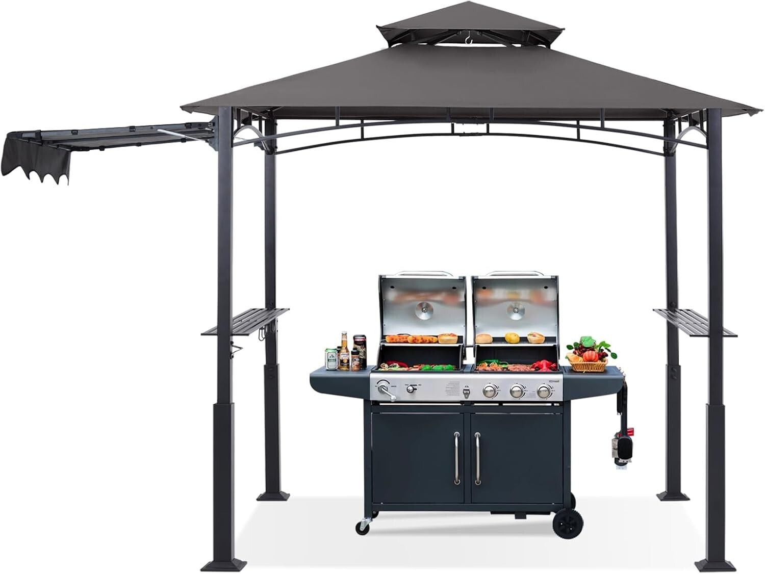 11x5 Outdoor BBQ Shelter with LED Lights & Bonus Hooks for Grilling Fun
