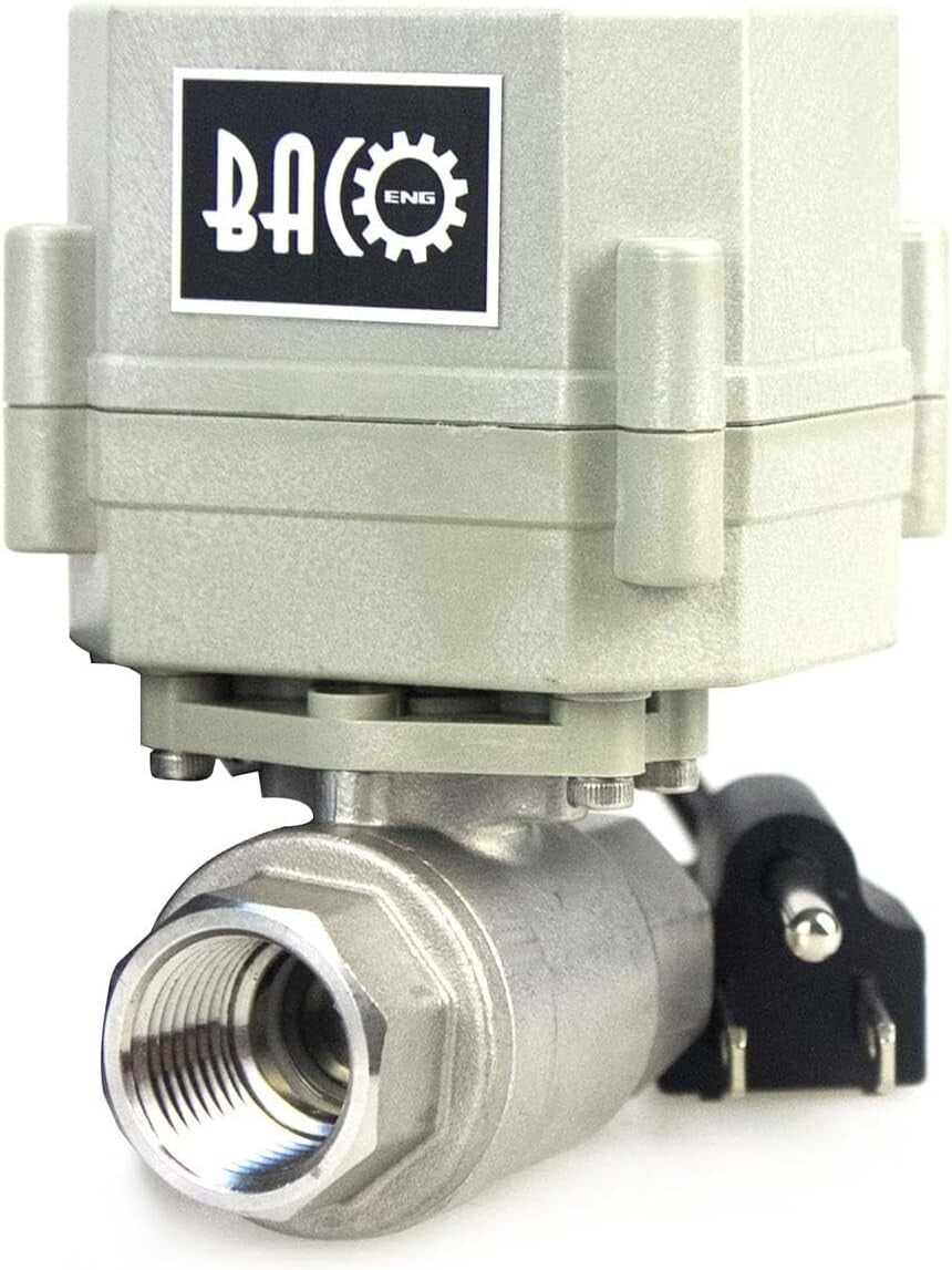 1/2" Motorized Stainless Steel Ball Valve - 110VAC Electric Water Control