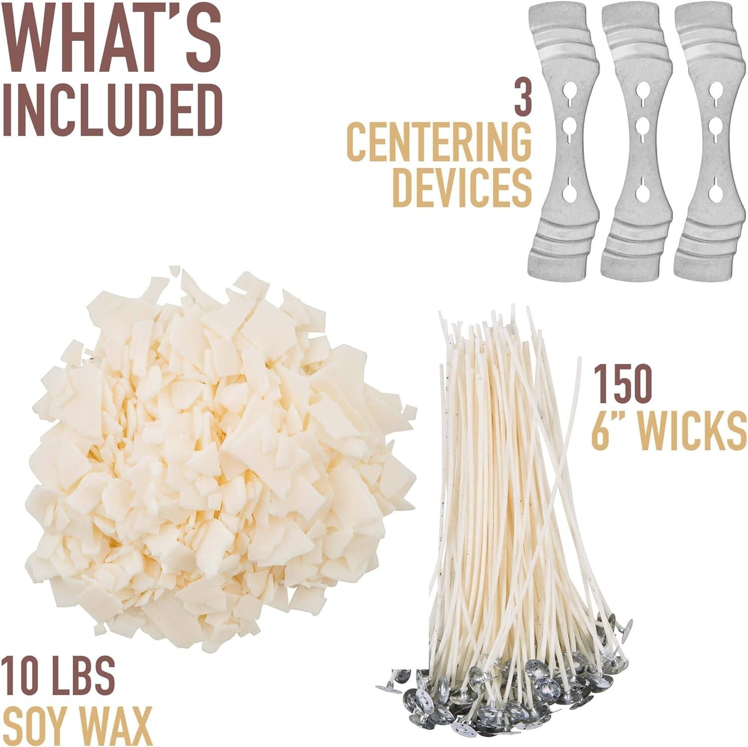 Beginner-Friendly Candle Making Kit - 10lbs Soy Wax, Wicks & Centering Tools