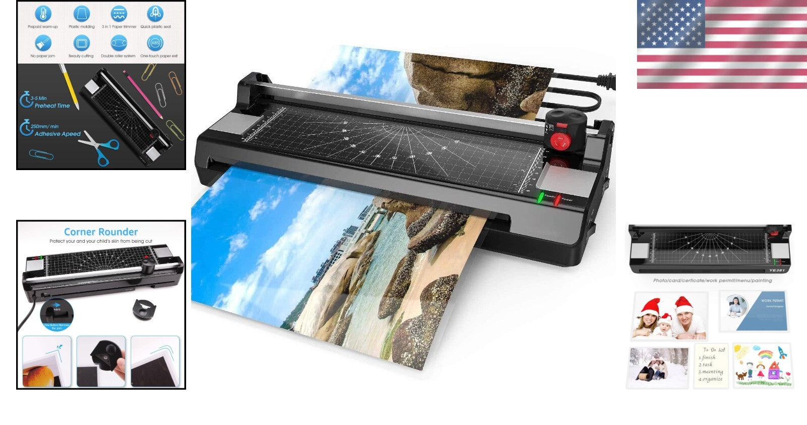 5-in-1 A3 Laminator Machine with Trimmer & Corner Rounder - Versatile & Quiet