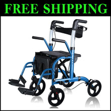 Load image into Gallery viewer, Compact Foldable 2-in-1 Senior Walker with Padded Seat &amp; Reversible Backrest