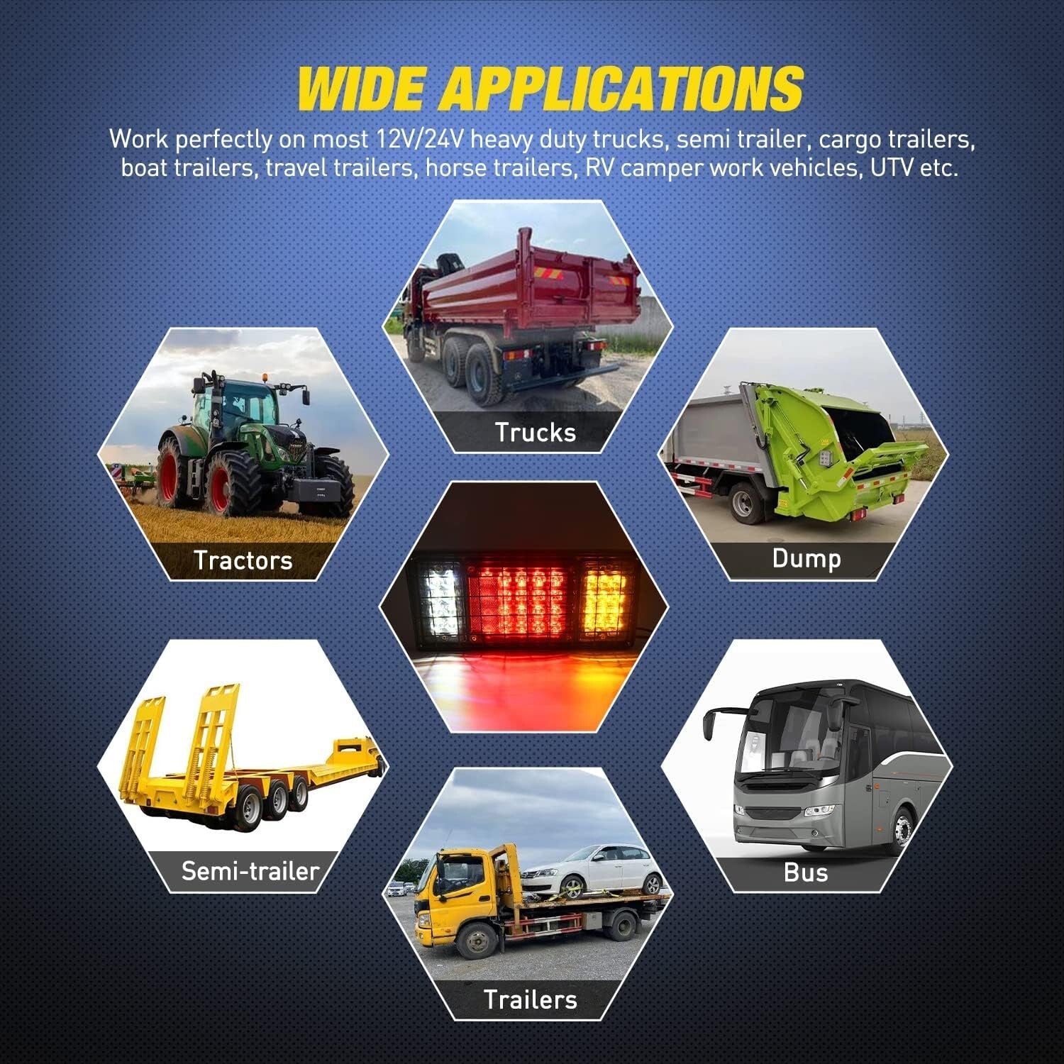 40 LED Waterproof Trailer Tail Light Kit - Clear Lens, Chrome Finish for 10-30V